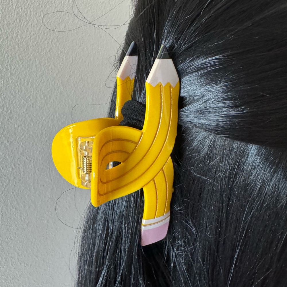 Yellow Pencil Hair Claw Clip